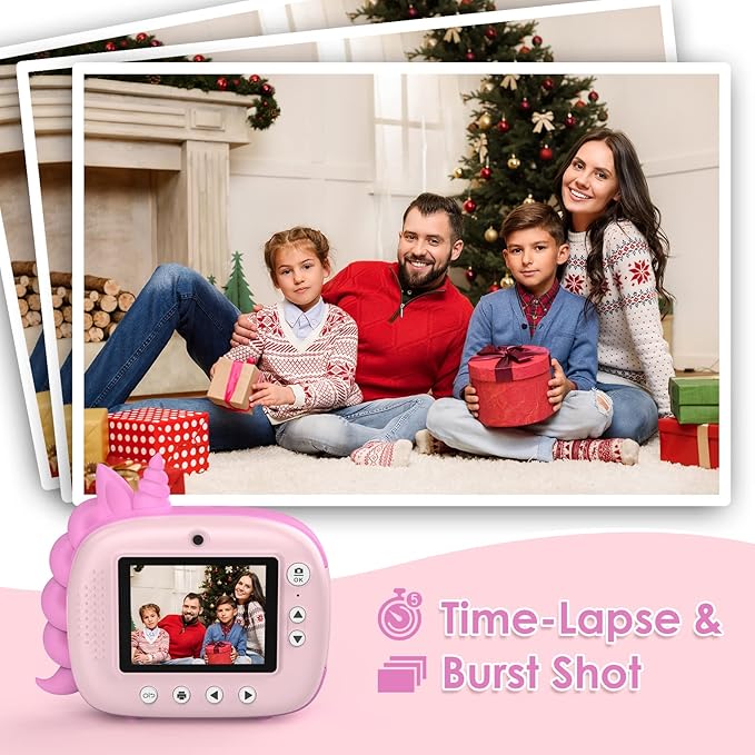 HiMont Kids Camera Instant Print, Selfie Digital Camara for Kids with Print Paper & 32G Card, 2.5K Video & Instant Print Camera with Color Pens for DIY, Fun Gift for Girls Boys 3-12 Years Old (Pink)