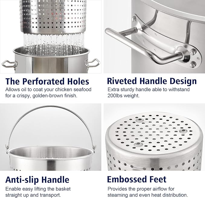 ARC 32QT Stainless Steel Stock pot 6-Piece For Seafood Boil Pot with Basket