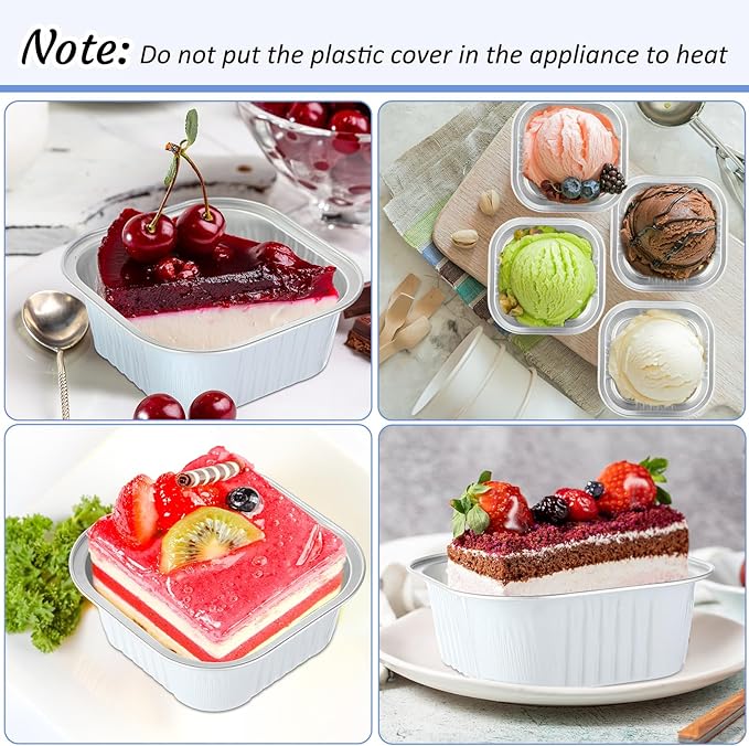 Aoriher 150 Pcs 10 oz Mini Cake Pans with Lids White