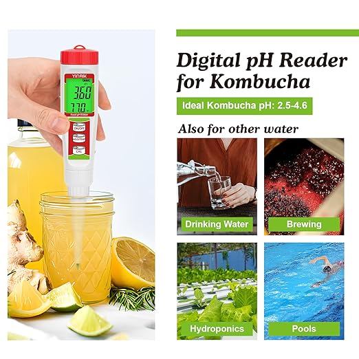 YINMIK Food pH Tester with pH Calibration Storage Solution Digital pH Meter