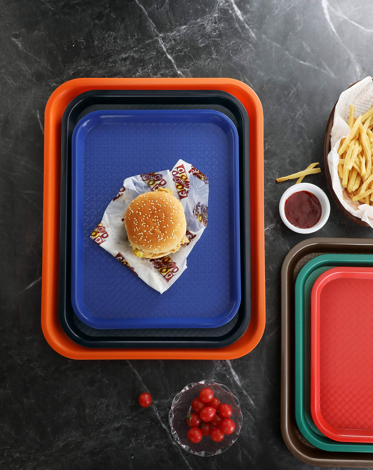 New Star Foodservice Fast Food Tray, Green, 10 x 14 Inch, Set of 12