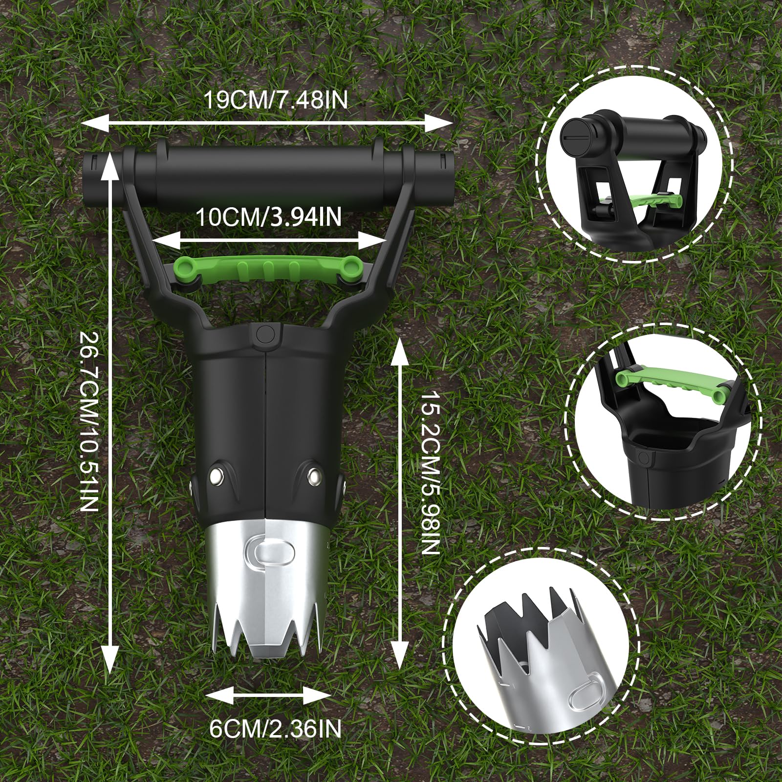 Gardtech Sturdy Bulb Planter, 5 inches Depth Hand Bulb Planting Tool, Heavt Duty Stainless Steel Garden Soil Release Tool & Transplanter for Plants Seeds and Digging Tulips
