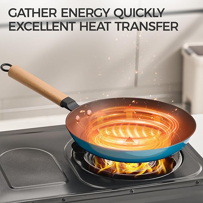 YUTANN 8&10&12 Inch Non-stick Cast Iron Skillet,Enameled Pre-seasoned Frying Pan with Detachable Handle,Lightweight,Dishwasher Oven Safe (500°F)