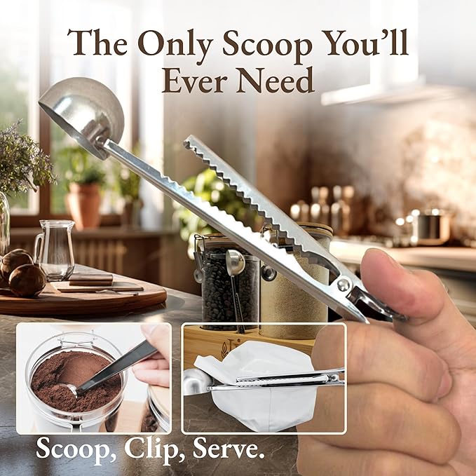 Lirvelle Airtight Coffee Canister with Scoop | Curated Glass Storage Set for Beans, Grounds & Sugar | 9-Piece Ritual Organizer with Bamboo Base, Versatile Artisan Spoon, Labels & Cleaning Brush