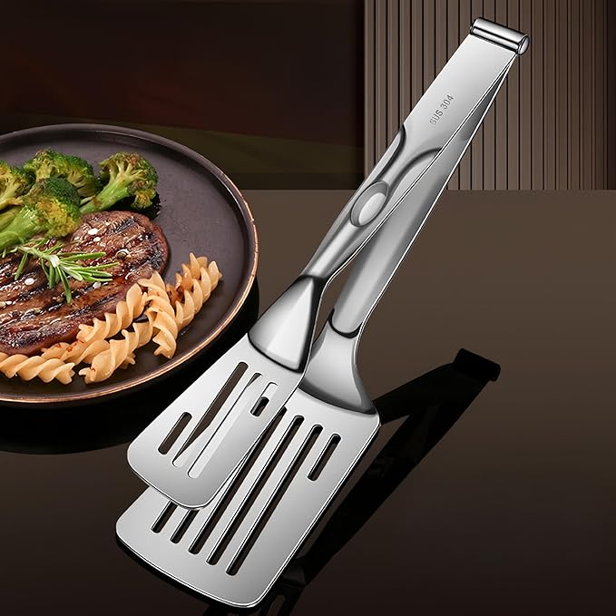 Huakai Kitchen Cooking Tongs, stainless steel,11.8 Inch