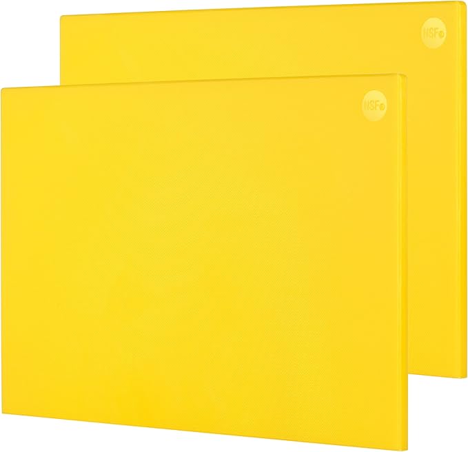 CURTA 2 Pack Yellow Cutting Boards for Kitchen,20" x 14" x 0.5" Yellow Coded Plastic Commercial Chopping Board with Anti Slip Surface Dishwasher Safe