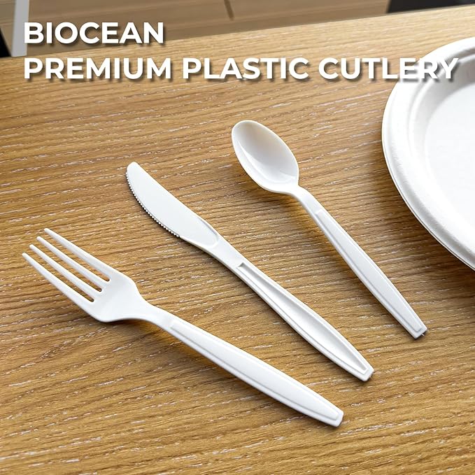 600Pack Disposable Plastic Knives Bulk White Heavy Duty Plastic Knives