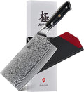 KYOKU Vegetable Cleaver Knife - 7" - Shogun Series - Japanese Style VG10 Steel Core Forged Damascus Blade - with Sheath & Case