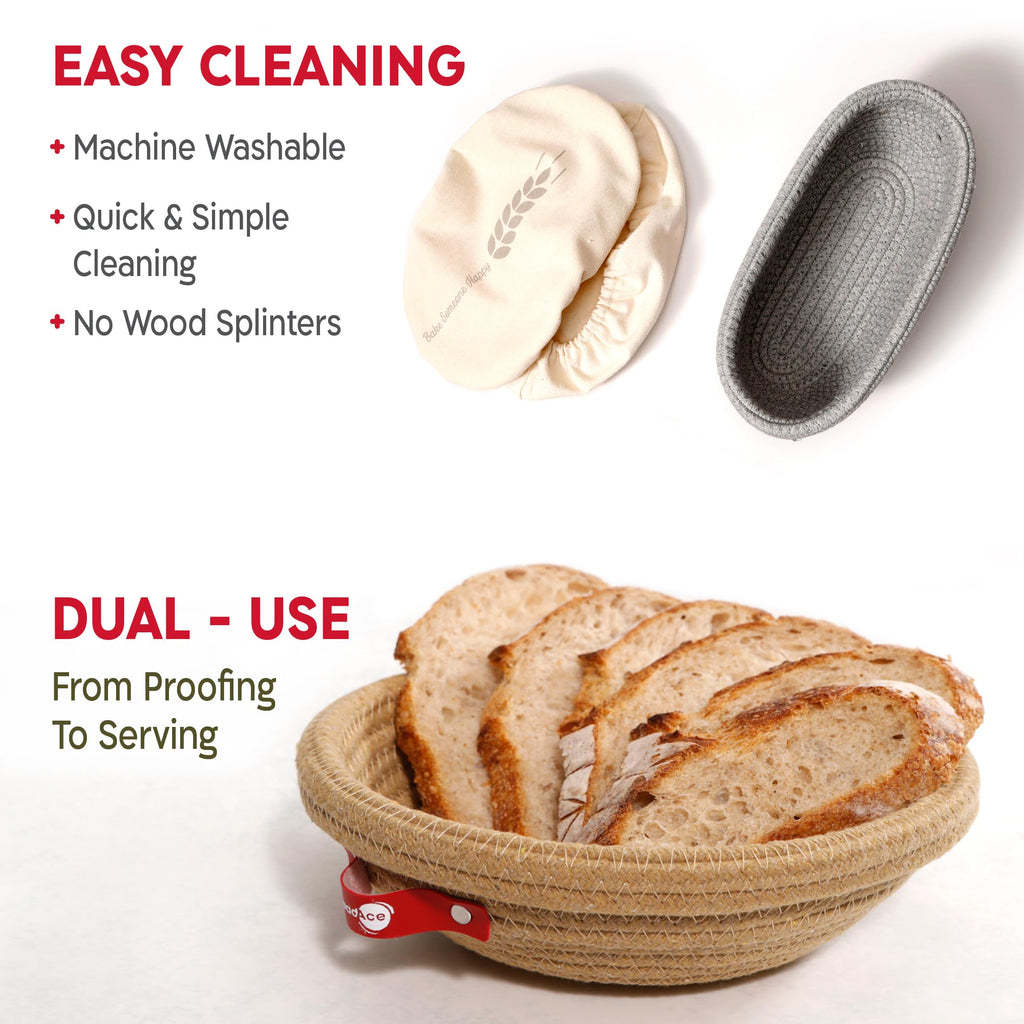 KneadAce Sourdough Starter Kit – 24oz Starter Jar, 2 Cotton Rope Banneton Proofing Baskets, Magnetic Bread Lame for Scoring – Gift for Bakers & Complete Sourdough Bread Baking Set