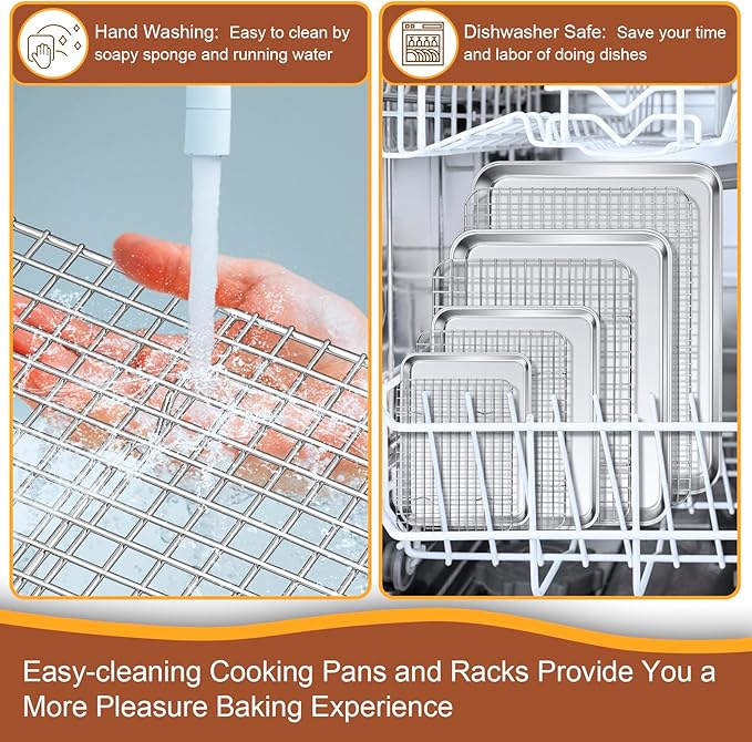 P&P CHEF 16 + 12.5 + 10.4 + 9 Inch Baking Sheet & Rack, Pan and Grid Rack