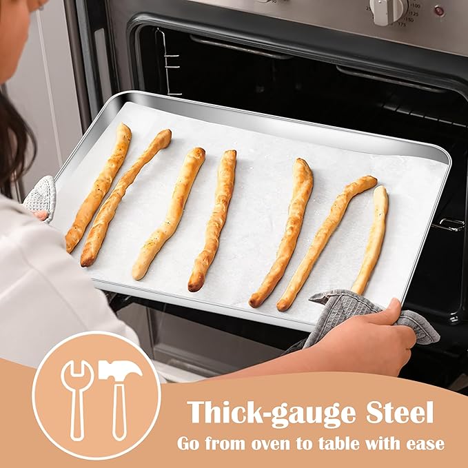 E-far Stainless Steel Baking Sheet, 16” x12” x 1” Cookie Sheet Pan