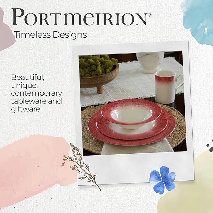 Portmeirion Potter's Mist Oatmeal Bowl - Red, Set of 4