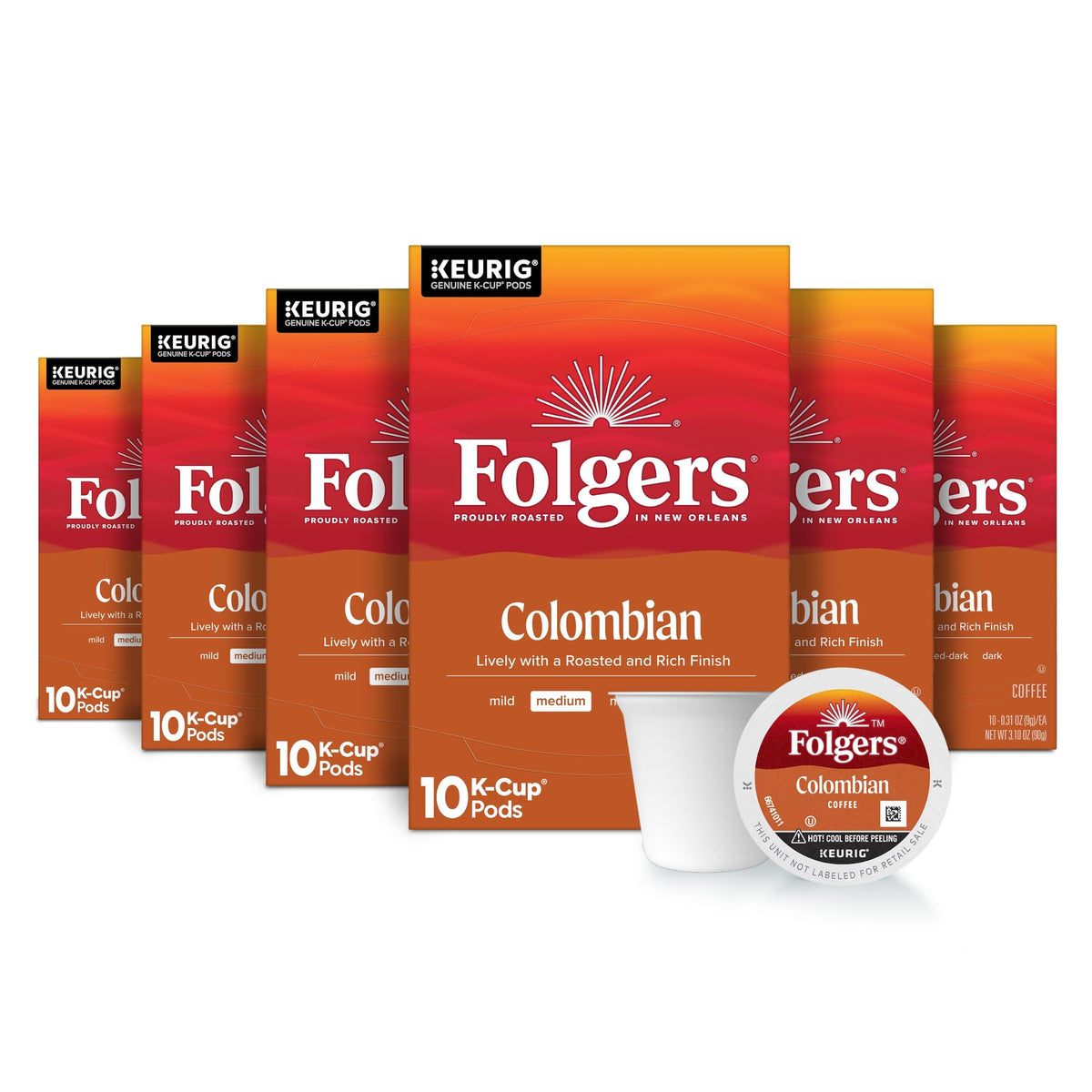 Folgers Colombian Medium Roast Coffee K-Cup Pods, Bulk 128 Count