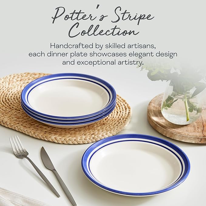 Portmeirion Potter's Stripe Salad Plate - Blue, Set of 4