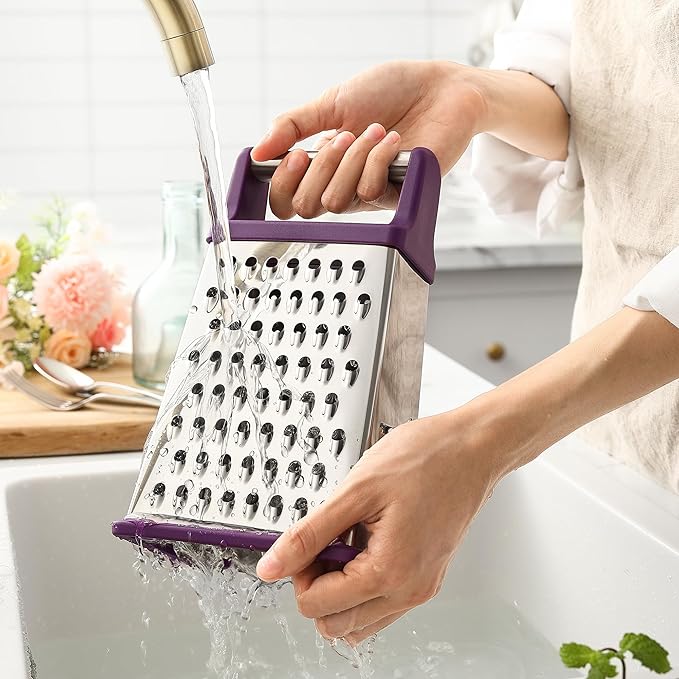 Spring Chef Stainless Steel XL Cheese Grater for Kitchen, Purple