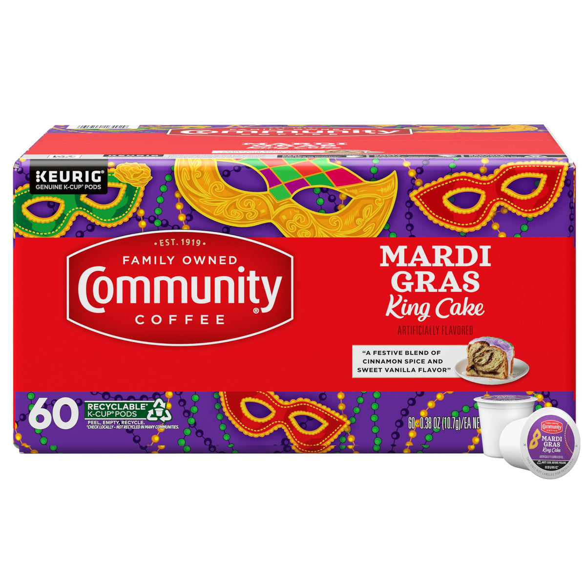 Community Coffee Grandma's Sugar Cookie Keurig K-Cup Pods, Limited Edition Holiday Flavor, Natural Ingredients, 10 Count (Pack of 1)