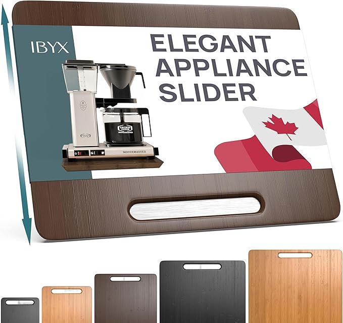 Ibyx Appliance Slider, Sliding Tray for Coffee Maker, 13 x 10.5 in, Brown