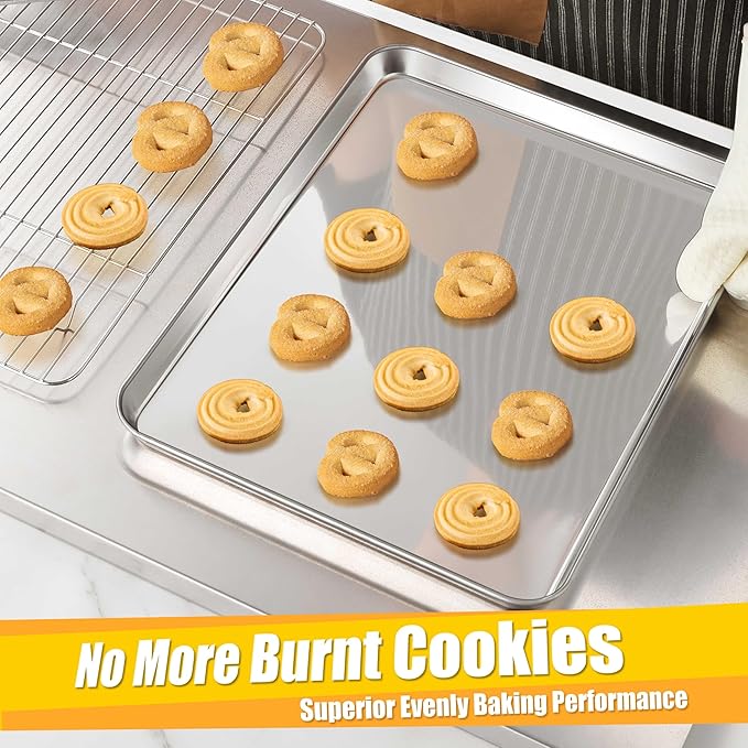 Homikit 2 Pack 16x12 Inch Stainless Steel Jelly Roll Pan Set, Non Stick