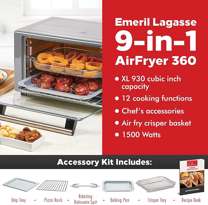 Emeril Lagasse Everyday 360 Air Fryer Oven, 9-in-1 Countertop Oven