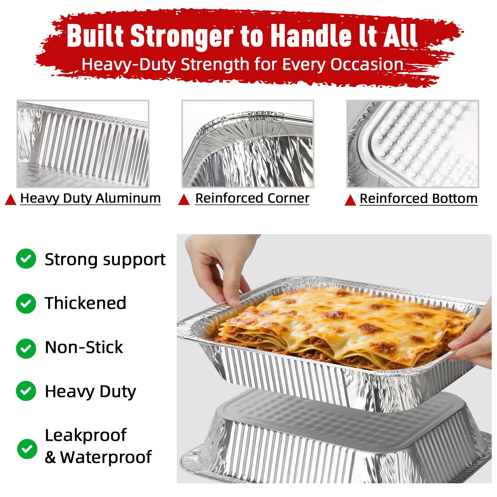 Aluminum Pans Half Size 9x13, 60 Pack, Disposable Foil Pans