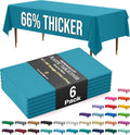 Exquisite 66% Thicker Premium Plastic Table Cloth Rectangle Table Cover 0.5 Mil 6 Pack Turquoise Table Cloth 54 Inch x 108 Inch Disposable Tablecloth Won't Tear Easily Like Cheap Thin Brands