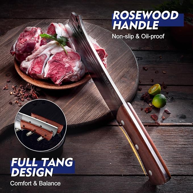 Topfeel 2-Piece Hand-Forged Meat Cleaver Set with Heavy-Duty Bone Chopper