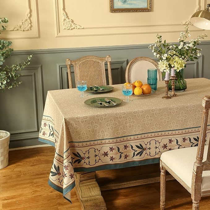 patdrea Designer French Linen Tablecloth,Rectangular,110"x63"-Fram