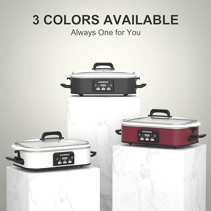 4 Quart Casserole Programmable Slow Cooker with Ceramic Baking Dish - Perfect Kitchen Small Appliance for Family Dinners, Oven Safe and Durable Bakeware for Lasagna, Roasts, White