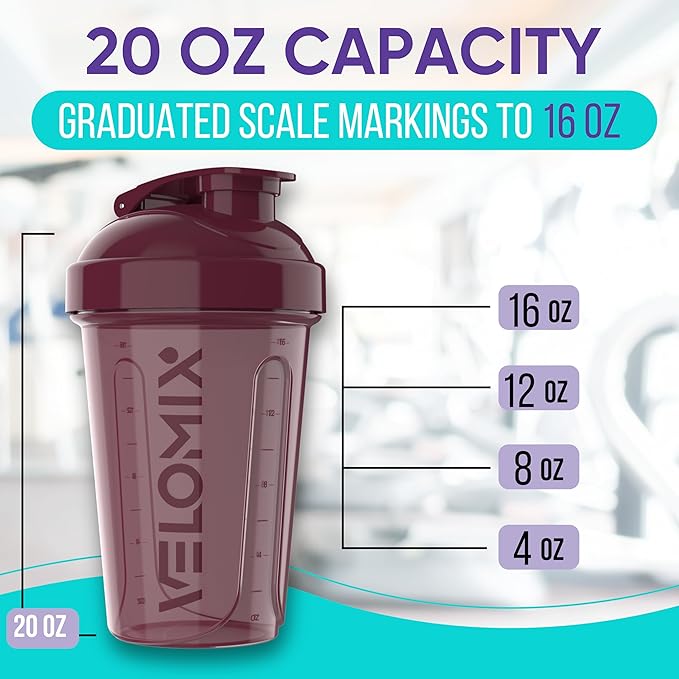 VELOMIX 6 Pack 20oz Protein Shaker Bottle for Protein Mixes, Mood Tones