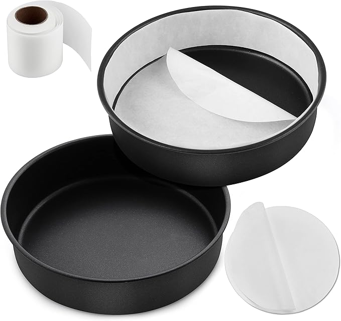 E-far 8 Inch Cake Pans, 3PCS Nonstick Small Cake Pans with Parchment Paper