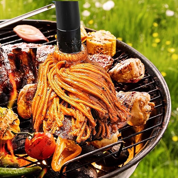GEEKHOM BBQ Mop Brushes Wooden Handle: 18+14 Inch Long with 6 Cotton Replacement Heads for Basting Sauce Grilling & Smoking