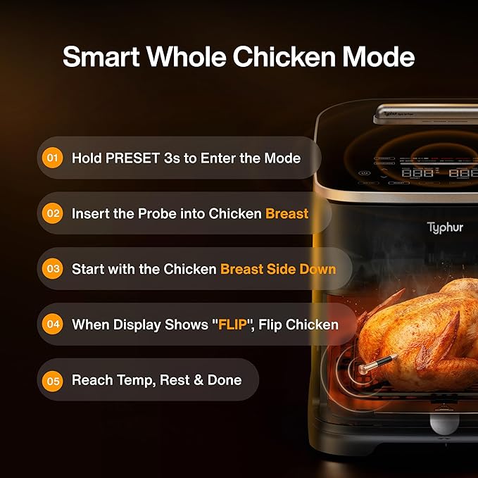 Typhur Sync 8QT AI Smart Air Fryer with Built-in Wireless Meat Thermometer