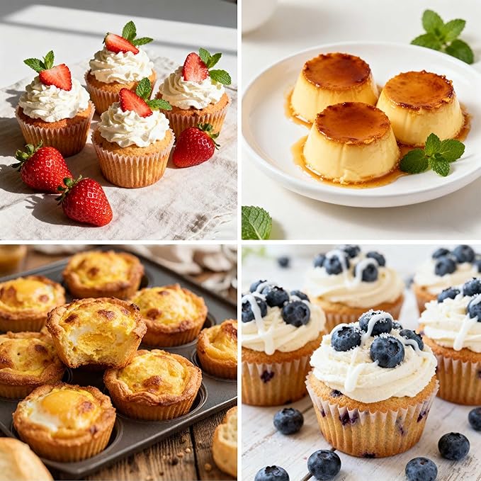 Firstfooby 2 Pack Silicone Muffin Pan for Baking, Regular Size Nonstick Cupcake Pan, 6-Cup Silicone Muffin Tin BPA Free Dishwasher Safe, Great for Muffin Cupcake Brownie Egg Tart