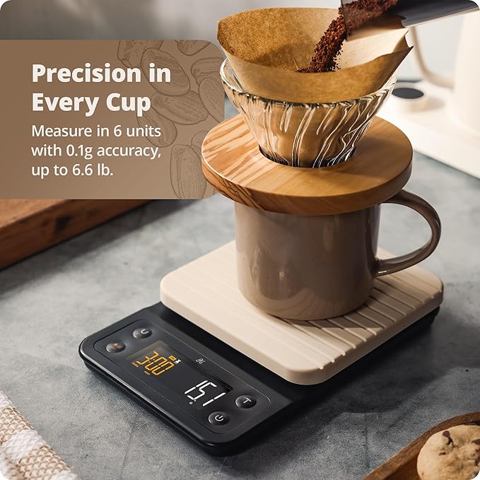 Greater Goods Coffee Scale with Timer, 0.1g Precision for Espresso & Matcha