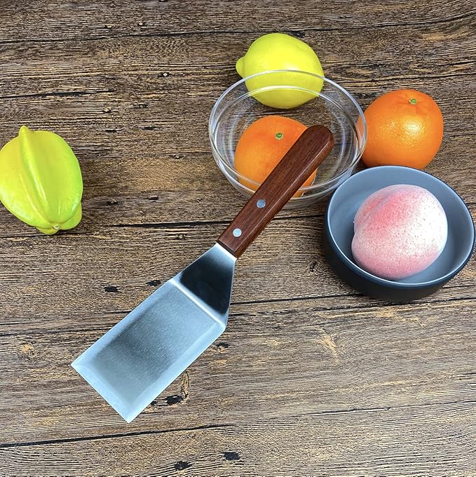 KLAQQED Metal Spatula for Cast Iron Skillet Grill Stainless Steel Spatula for Burger, Fish Turner Griddle Spatula, Spachulas Egg Flipper, Flat Top Metal Spatula for Cooking BBQ