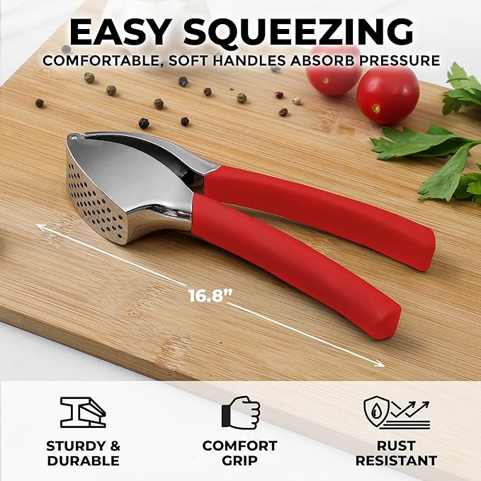 Zulay Kitchen Metal Comfort Grip Garlic Press