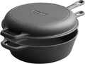 EDGING CASTING 2-in-1 Pre-Seasoned Cast Iron Dutch Oven Pot with Skillet Lid Set, 10" Skillet 3QT Pot for Cooking, Baking, Frying and Camping