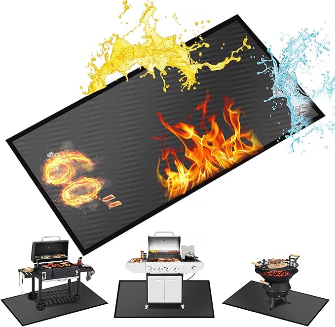60 ×52 Inch Under Grill Mats for Outdoor Grill & Grill Mat for Under BBQ
