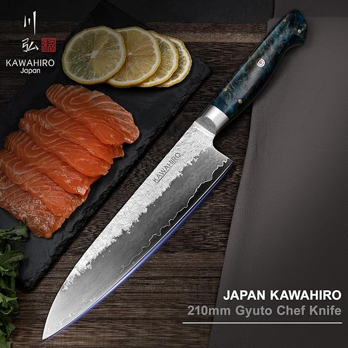 KAWAHIRO 8.27" Japanese Chef Knife, SG2 Powder Steel Gyuto, Hand Forged