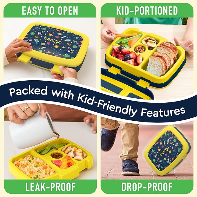Bentgo Kids Prints Leak-Proof 5-Compartment Bento-Style Kids Lunch Box