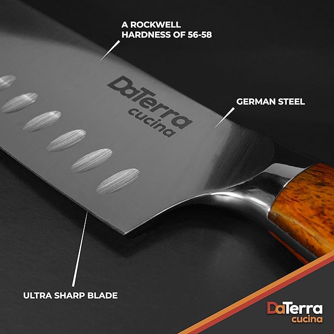 DaTerra Cucina - 7'' German Steel Chef Knife with Ergonomic Rosewood Handle
