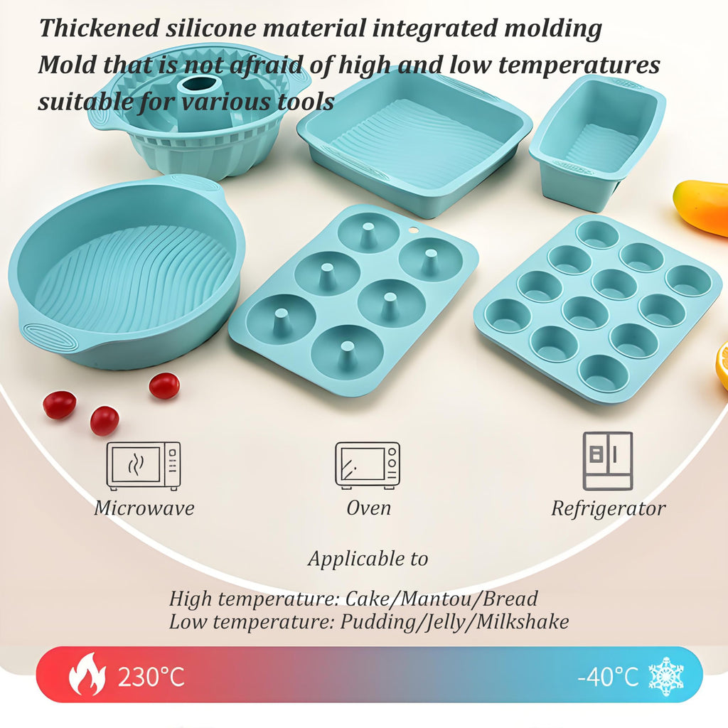 SoKalChw Thickened Silicone Cake Pan and Moldes Para Gelatinas, Heavy Duty Toast Cake Mold for Baking, BPA Free, Mint Green (Rectangle: 5.3inx9.6inx2.7in / 1Pcs)