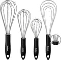Anaeat Stainless Steel Kitchen Whisk Set of 4, Milk and Egg Beater Blender with Thick Wire for Whisking, Cooking, Baking, Beating and Stirring - 11'' Flat Whisk and 9''+11''+12'' Balloon Whisks