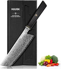 Huusk Damascus Nakiri Knife 7 Inch, Japanese Chopping Chef Knives