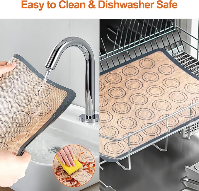 HOOMIL Macaron Silicone Baking Mats, 15 x 10 Inch, 2 Pack, Nonstick