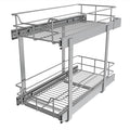 2 Tier Pull Out Cabinet Organizer 11" W X 22" D, Chromed, Full Slide Out