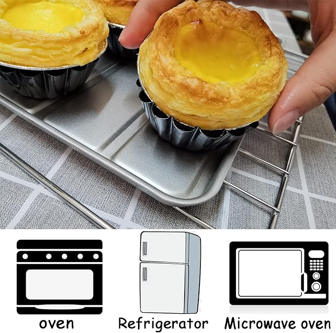 Xstronq 12PCS 2.6" Egg Tart Molds, Mini Carbon Steel Non-Stick Baking Pans