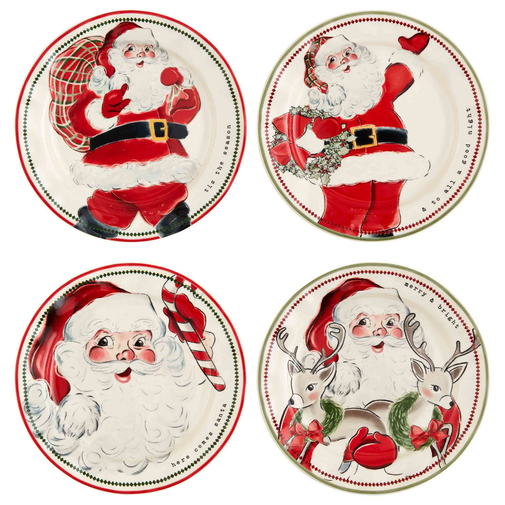 Mud Pie Santa Salad Christmas Plate, Candy Cane, 8" dia