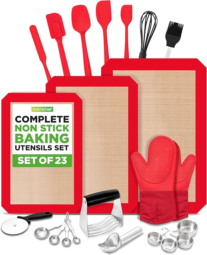 NutriChef 23 Pc Baking Utensils Set, Includes Measuring Cups, Mittts & More