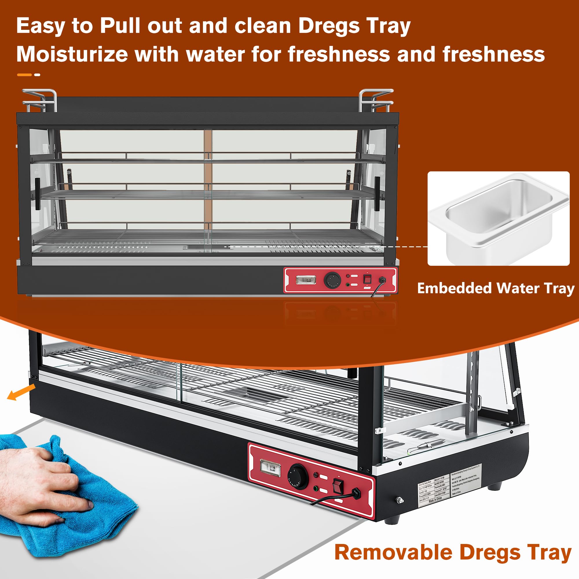 Whalefall 3-Tier Food Warmer with top Holder,tri-Color Lighting